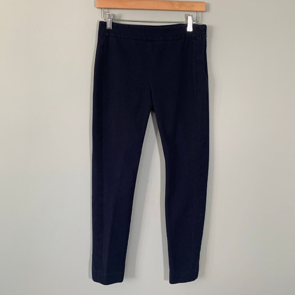 Tory Burch Navy‎ Blue Side Zip Stretch Cotton Leggings Pants Size 2